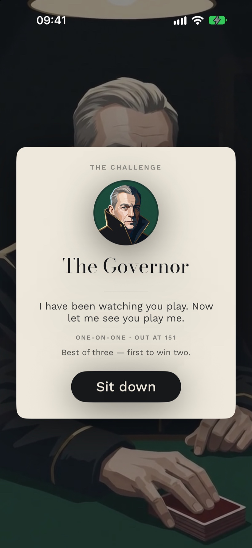 The Governor — the special end-boss opponent in Foista, unlocked by winning all four tables of a tournament